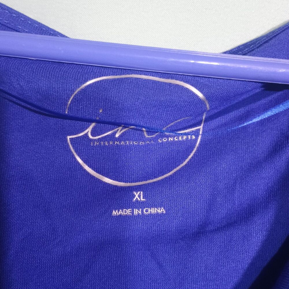 Royal Blue Cowl Neck Ruched Sleeveless Top Draped Stretch Blouse - Picture 4 of 5